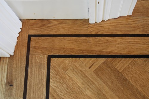 Parquet wood flooring with double strip black border2