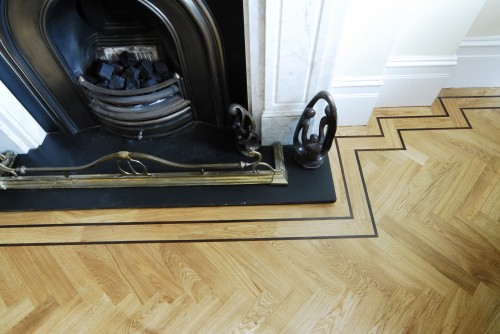 Parquet wood flooring with double strip black border3